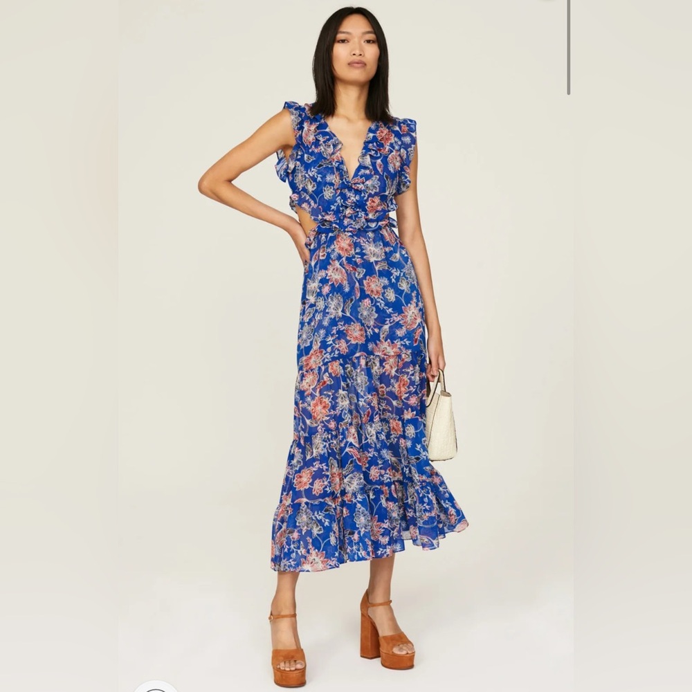 NWT MISA LOS ANGELES
Natasha Cut Out Ruffled Midi Dress Size L